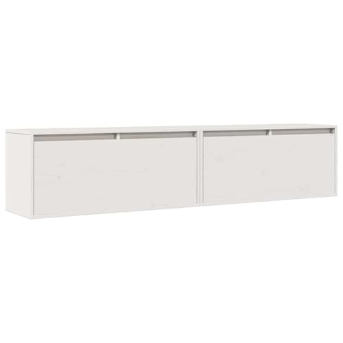 Homgoday Wandschränke 2 STK. Weiß 80x30x35 cm Massivholz Kiefer Wandschrank Model813458 von Homgoday