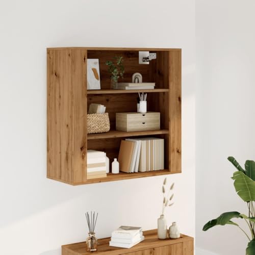 Homgoday Wandschrank Eiche Kunsthandwerk 80 x 33 x 80 cm Mehrschichtholz Wandregal Wandregal Wandregal zum Aufhängen Regal für Eingangsbereich von Homgoday
