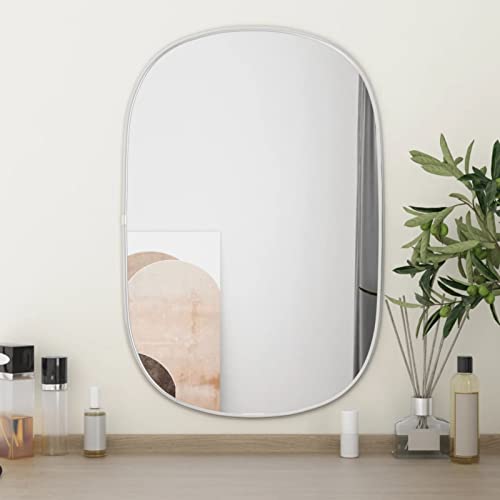Homgoday Wandspiegel Hängespiegel Glasspiegel Badspiegel Kosmetikspiegel Badezimmerspiegel Dekorative Spiegel für Flur Schlafzimmer Wohnzimmer Badezimmer Silbern 60x40 cm von Homgoday