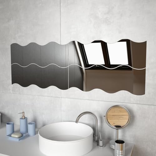 Homgoday Wandspiegel aus Wellglas, 60 x 18,5 cm, 4 Stück von Homgoday