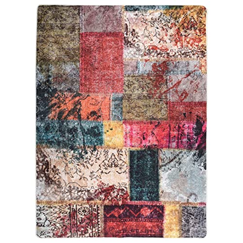 Homgoday Waschbarer Teppich Patchwork, 120 x 180 cm, mehrfarbig, rutschfest, Küchenläufer für Flur, Wohnzimmer, Teppiche für Schlafzimmer von Homgoday