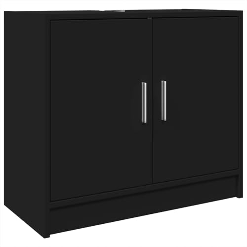 Homgoday Waschbeckenunterschrank Schwarz 63x29x55 cm Holzwerkstoff Spülenschrank Model848095 von Homgoday