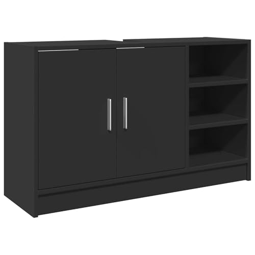 Homgoday Waschbeckenunterschrank Schwarz 90x29x55 cm Holzwerkstoff Spülenschrank Model848123 von Homgoday