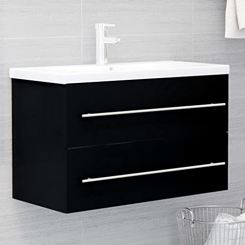 Homgoday Waschbeckenunterschrank mit Einbaubecken Waschbecken mit Unterschrank Badezimmerschrank Waschtischunterschrank Badmöbel Hängeschrank Schwarz Holzwerkstoff Homgoday Waschbeckenunterschrank mit Einbaubecken Waschbecken mit Unterschrank Badezimmerschrank Waschtischunterschrank Badmöbel Hängeschrank Schwarz Holzwerkstoff von Homgoday