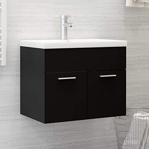 Homgoday Waschbeckenunterschrank mit Einbaubecken Waschbecken mit Unterschrank Waschtischunterschrank Badezimmerschrank Hängeschrank Badmöbel Schwarz Holzwerkstoff 60 x 38.5 x 46 cm Homgoday Waschbeckenunterschrank mit Einbaubecken Waschbecken mit Unterschrank Waschtischunterschrank Badezimmerschrank Hängeschrank Badmöbel Schwarz Holzwerkstoff 60 x 38.5 x 46 cm von Homgoday
