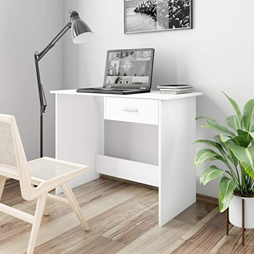 Homgoday Weißer Schreibtisch 100 x 50 x 76 cm aus mehrschichtigem Holz, Schreibtisch-Regale, Computertisch, platzsparender Schreibtisch, Schreibtisch, Gaming-Schreibtisch für Kinderzimmer Model800549 von Homgoday