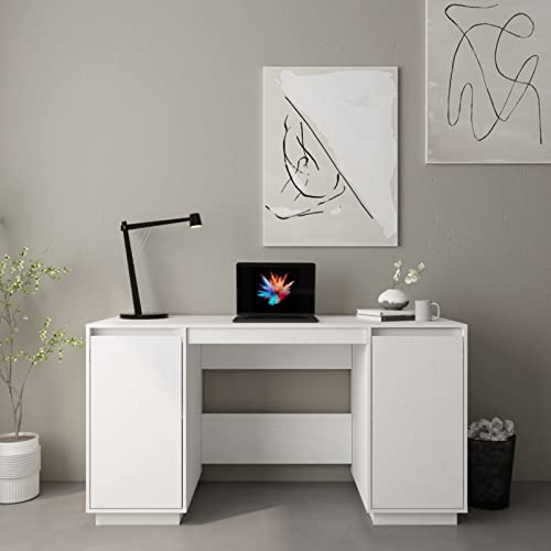 Homgoday Weißer Schreibtisch 140 x 50 x 75 cm aus massivem Kiefernholz, Schreibtisch-Regale, Computertisch, platzsparender Schreibtisch, Tisch, Schreibtisch, Gaming-Schreibtisch für Kinderzimmer Homgoday Weißer Schreibtisch 140 x 50 x 75 cm aus massivem Kiefernholz, Schreibtisch-Regale, Computertisch, platzsparender Schreibtisch, Tisch, Schreibtisch, Gaming-Schreibtisch für Kinderzimmer von Homgoday