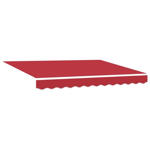 Homgoday manuelle einziehbare Markise mit LED rot 350x250 cm, Markisen-Ersatzstoff für 3.5x2.5 m Rahmen rot Balkonmarkise Model3330434 von Homgoday