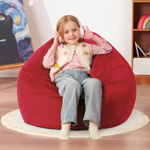 Homguava Sitzsack-Sessel, 7,3 cm, mit Memory-Schaum gefüllt, bequeme Sitzsack, rund, mit holländischem Samtbezug, Rot Homguava Sitzsack-Sessel, 7,3 cm, mit Memory-Schaum gefüllt, bequeme Sitzsack, rund, mit holländischem Samtbezug, Rot von Homguava