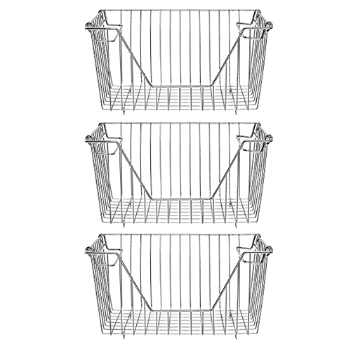 Homics Gefrierschrank-Organizer-Behälter – 3 Packungen, stapelbare Gefrierkörbe für Tiefkühltruhe, offene Vorderseite, Drahtkörbe, Speisekammer-Organizer, Gemüsebehälter für Zwiebeln und Kartoffeln von Homics