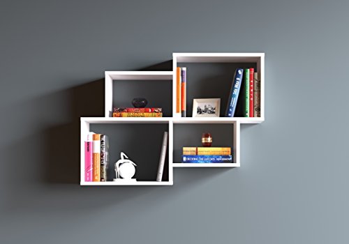 Homidea Bend Wandregal - Bücherregal - Dekoregal für Wohnzimmer in modernem Design (Weiß) von Homidea
