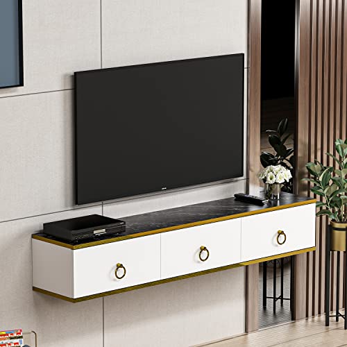 Homidea Emma Wohnwand – TV Board – Hängeschrank – Lowboard hängend mit 3 Türen in glänzendem Design (Emma - Weiß) von Homidea