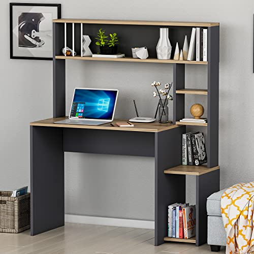 HOMIDEA Olivia Computertisch - Schreibstisch mit Ablagen 45T x 114B x 139H für Büro, Wohnzimmer oder Kinderzimmer (Olivia - Antrachite) von Homidea