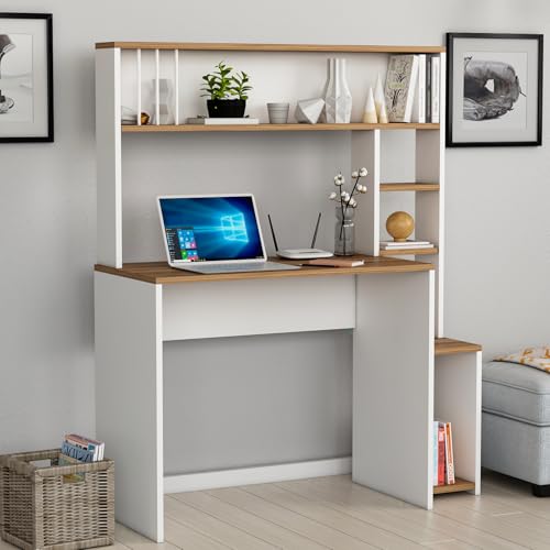 HOMIDEA Olivia Computertisch - Schreibstisch mit Ablagen im modernen Design 45T x 114B x 139H (Olivia - Weiß) von Homidea