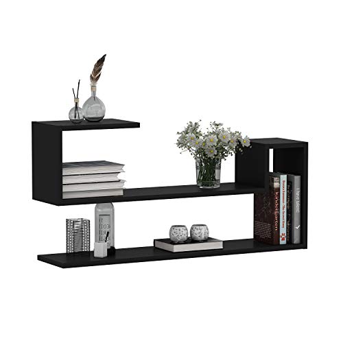 HOMIDEA WAVE Wandregal - Wandregal - Bücherregal - Hängeregal für Studie/Wohnzimmer in modernem Design (Schwarz) von Homidea