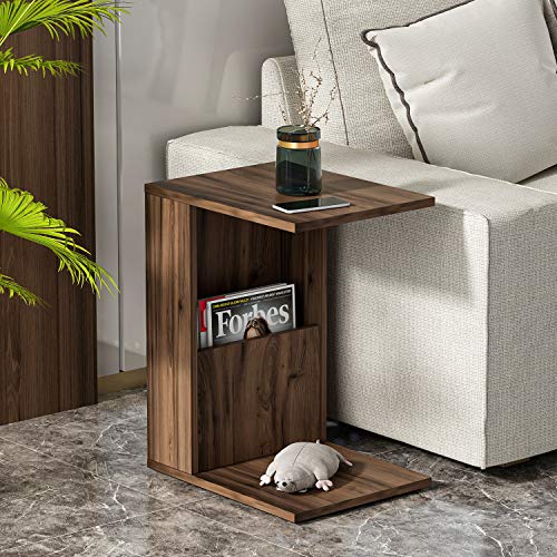 Homidea BONO Beistelltisch - Moderner Couchtisch auf Rollen in trendigem Design mit Ablagefläche (Nussbaum) von Homidea