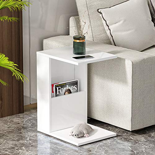 Homidea BONO Beistelltisch - Moderner Couchtisch auf Rollen in trendigem Design mit Ablagefläche (Weiß) von Homidea