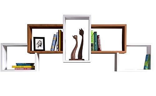 Homidea Bold Wandregal - Bücherregal - Hängeregal - Dekoregal für Wohnzimmer in modernem Design (Weiß - Nussbaum) von Homidea