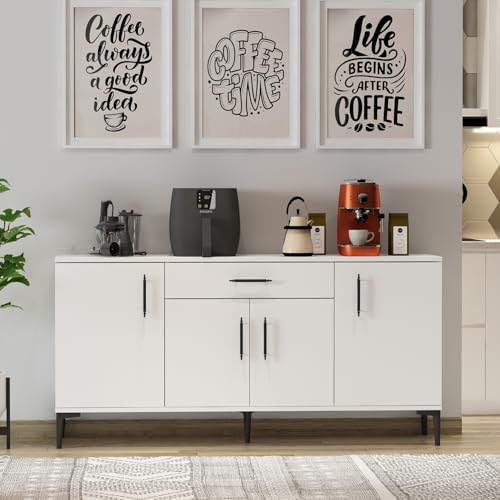 Homidea Laura Konsole – Kommode – Sideboard – TV Board – mit 4 Türen und 1 Schublade in modernem Design 160 x 78.6 x 40 cm (Weiß) von Homidea
