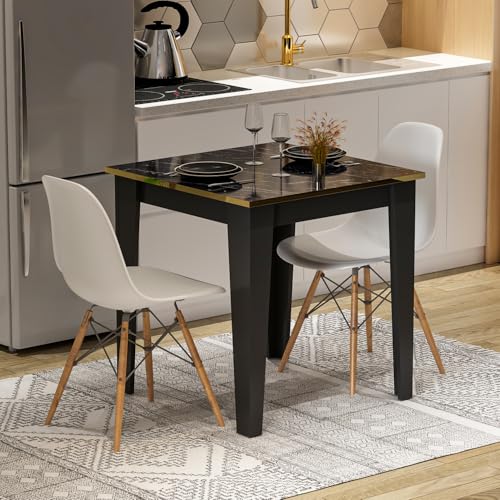 Homidea Loren ESSTISCH 72X72 cm – MODERNER KÜCHENTISCH UND BALKONTISCH FÜR 2 Personen (Schwarz Marmor) von Homidea