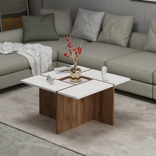 Homidea Silva Couchtisch – Moderner Wohnzimmertisch - Kaffeetisch - Beistelltisch in trendigem Design (Weiß/Eiche) von Homidea