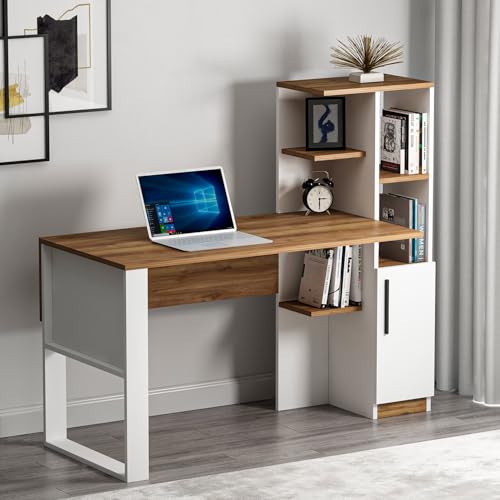 Homidea Tody Schreibtisch - Computer & Schreibtisch - Arbeitsplatz - Stauraum mit Tür und Ablagen im modernen Design für Home Office oder Kinderzimmer von Homidea