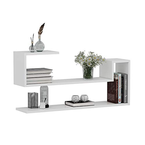 Homidea Wave Wandregal - Bücherregal - Dekoregal für Wohnzimmer in modernem Design (Weiß) von Homidea