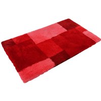 Homie Living Badematte "Cala Rosso", Höhe 30 mm, rutschhemmend beschichtet, fußbodenheizungsgeeignet-schnell trocknend, Badteppich, Patchwork Design, waschbar, karo, Badezimmerteppich von Homie Living