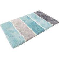 Homie Living Badematte "Rio Marina" Höhe 30 mm rutschhemmend beschichtet fußbodenheizungsgeeignet  schnell trocknend flauschiger Badteppich, modern gestreift, waschbar, Badezimmerteppich von Homie Living
