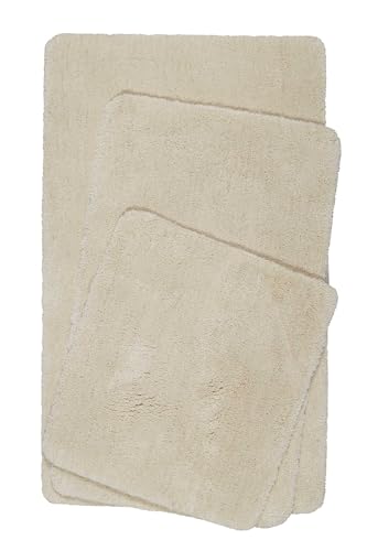 Homie Living Badteppich, Badematte kuscheliger Flauschiger weicher Flor l rutschfest und Waschbar Porto Azzurro (55 x 65 cm, Beige) von Homie Living