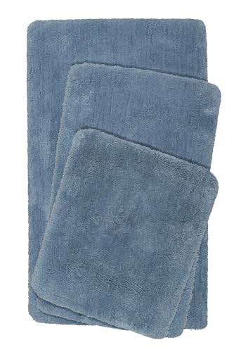 Homie Living Badteppich, Badematte kuscheliger Flauschiger weicher Flor l rutschfest und Waschbar Porto Azzurro (60 x 100 cm, Blau) von Homie Living