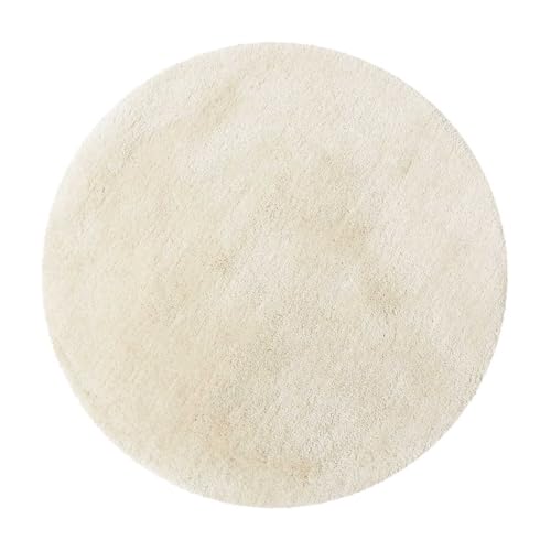 Homie Living Badteppich, Badematte kuscheliger Flauschiger weicher Flor l rutschfest und Waschbar Porto Azzurro (90 cm rund, Beige) von Homie Living