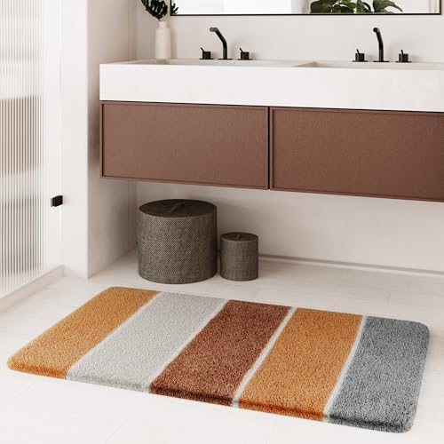 Homie Living Badteppich, Badematte kuscheliger Flauschiger weicher Flor | rutschfest und Waschbar Rio Marina (60 x 100 cm, Terracotta) von Homie Living