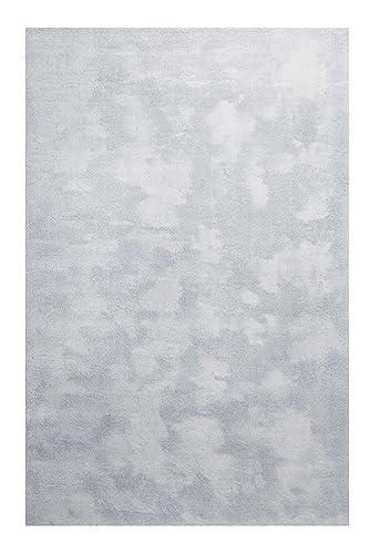 Homie Living Hochflor Teppich, modern, kuschelige, weich, flauschig für Wohnzimmer, Schlafzimmer und Kinderzimmer Sienna (Hellgrau Blau, 130 x 190 cm) von Homie Living