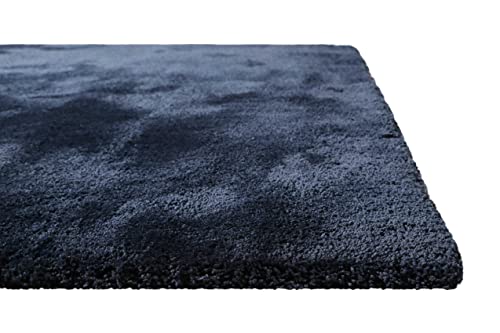 Homie Living I Hochflor Teppich Uni I Modern, weich, flauschig, kuschelig I Für Wohnzimmer Schlafzimmer I Pisa I (120 x 170 cm, Dunkel Blau) von Homie Living