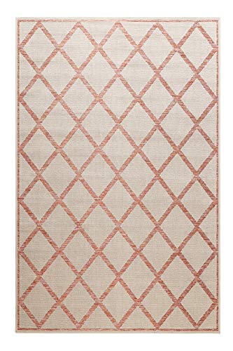 Homie Living I Moderner Flachgewebe Kurzflor Teppich - Läufer für Küche, Esszimmer, Flur I Bergamo I (80 x 150 cm, Beige Rot) von Homie Living