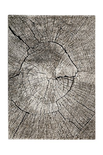 Homie Living I Moderner Kurzflor Designer Teppich in pflegeleichter Holzoptik I Black Forest (120 x 170 cm, Beige Braun Schwarz) von Homie Living