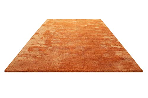 Homie Living I Moderner kuscheliger, weicher, Flauschiger Teppich - Läufer für Wohnzimmer, Flur, Schlafzimmer, Kinderzimmer I Sienna I (130 x 190 cm, Orange) von Homie Living