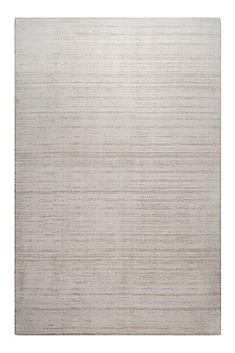 Homie Living Seidig schimmernder Teppich aus Polysilk der Marke Wohnzimmer, Schlafzimmer und Arbeitszimmer – Miramonti (200 x 290 cm, Creme beige) von Homie Living
