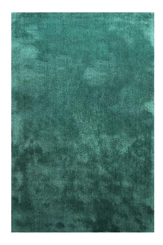 Homie Living Teppich - Läufer, kuschelig weich und sehr flauschig, Hochflor, Shaggy bestens geeignet für Wohnzimmer, Flur, Schlafzimmer, Kinderzimmer I Pisa I (200 x 290 cm, Smaragdgrün) von Homie Living