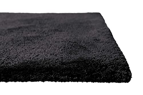 Homie Living Teppich - Läufer, kuschelig weich und sehr flauschig, Hochflor, Shaggy bestens geeignet für Wohnzimmer, Flur, Schlafzimmer, Kinderzimmer I Pisa I (70 x 140 cm, Schwarz) von Homie Living