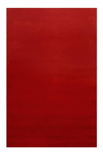 Homie Living Vielseitiger Kurzflor Wolle Teppich flexibel einsetzbar in Allen Räumen - Campino (120 x 180 cm, rot) von Homie Living