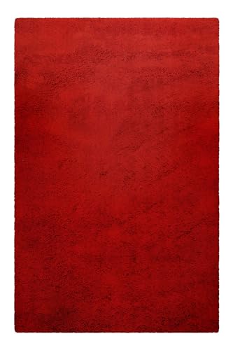 Homie Living Wuscheliger Hochflor Wollteppich für Wohnzimmer, Schlafzimmer und Kinderzimmer - Rossi (120 x 180 cm, rot) von Homie Living