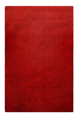 Homie Living Wuscheliger Hochflor Wollteppich für Wohnzimmer, Schlafzimmer und Kinderzimmer - Rossi (170 x 240 cm, rot) von Homie Living