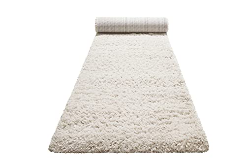 Teppich - Läufer, nachhaltig, modern, einfarbig, kuschelig weich und sehr flauschig, Hochflor bestens geeignet für Wohnzimmer, Schlafzimmer, Kinderzimmer, Matteo (120 x 170 cm, Creme Beige) von Homie Living