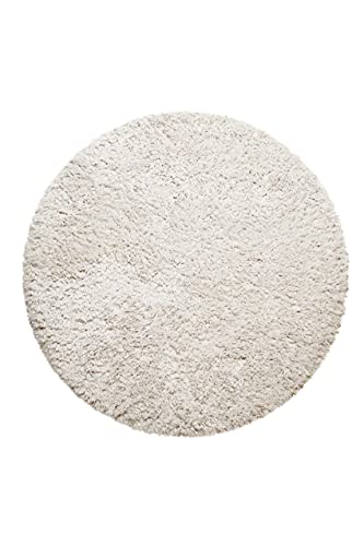 Teppich - Läufer, nachhaltig, modern, einfarbig, kuschelig weich und sehr flauschig, Hochflor bestens geeignet für Wohnzimmer, Schlafzimmer, Kinderzimmer, Matteo (200 cm rund, Creme Beige) von Homie Living