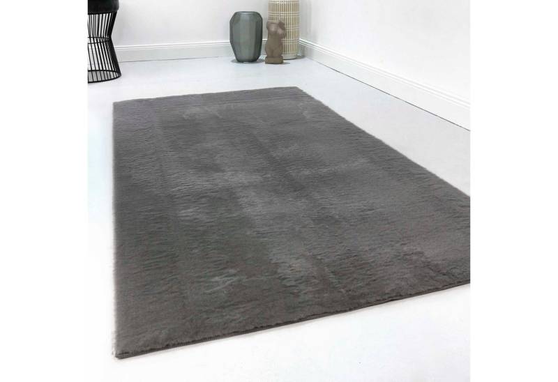 Homie Living Teppich Villa Rosso, rechteckig, Höhe: 15 mm, Kurzflor, Uni Farben, leicht glänzende Optik von Homie Living