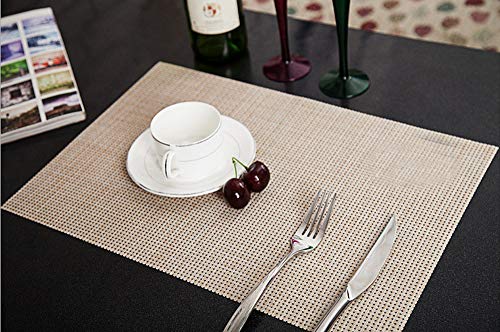 Homieco 6er Set Platzsets rutschfest Abwaschbar Tischmatten PVC Gewebte Tischsets Hitzebeständig Platzdeckchen Platz-Matten für Küche Speisetisch von Homieco