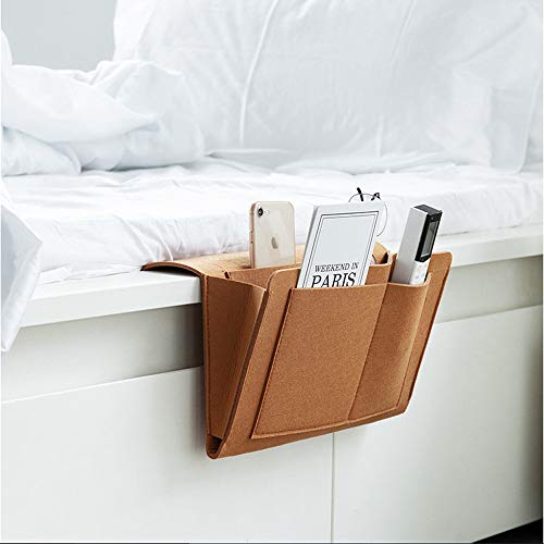 Homieco Betttasche Sofa Filz Bettaufhänger Hängen Aufbewahrungstasche Organizer für Handy Fernbedienung Buch Zeitschriften Fernbedienung mit 5 Taschen von Homieco