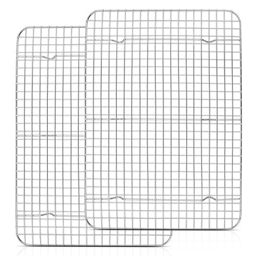 Homikit Abkühlgitter, 2 Stück Edelstahl Kuchengitter Auskühlgitter Groß, 39x28,7x2cm, Rechteckig Backgitter für Backen Kühlen, Spülmaschinenfest von Homikit